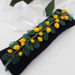 Bracelet citrons et feuilles en verre recyclé ♻️ Verre d'Art