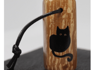 Décapsuleur d'appoint (avec une vis) en bois avec un motif de chat noir