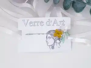 Pince à cheveux jaune et verte en verre recyclé