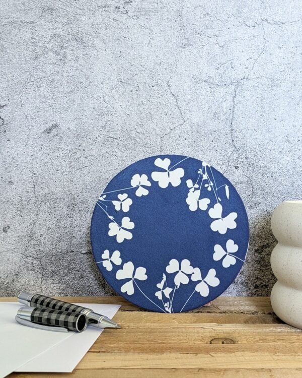 Carte cyanotype ronde - Oxalis - Les paillettes by Pepite